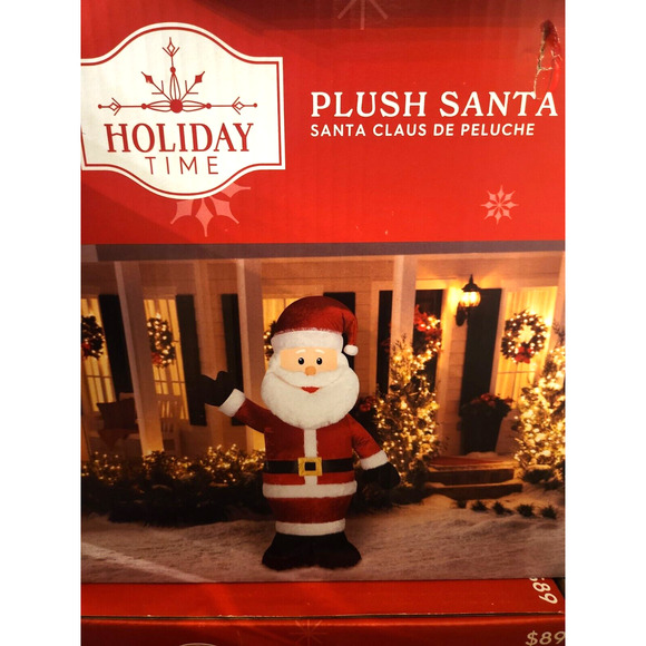 Christmas Gemmy Holiday Time 6.5 ft Tall Plush Santa Airblown Inflatable Outdoor - Picture 1 of 2